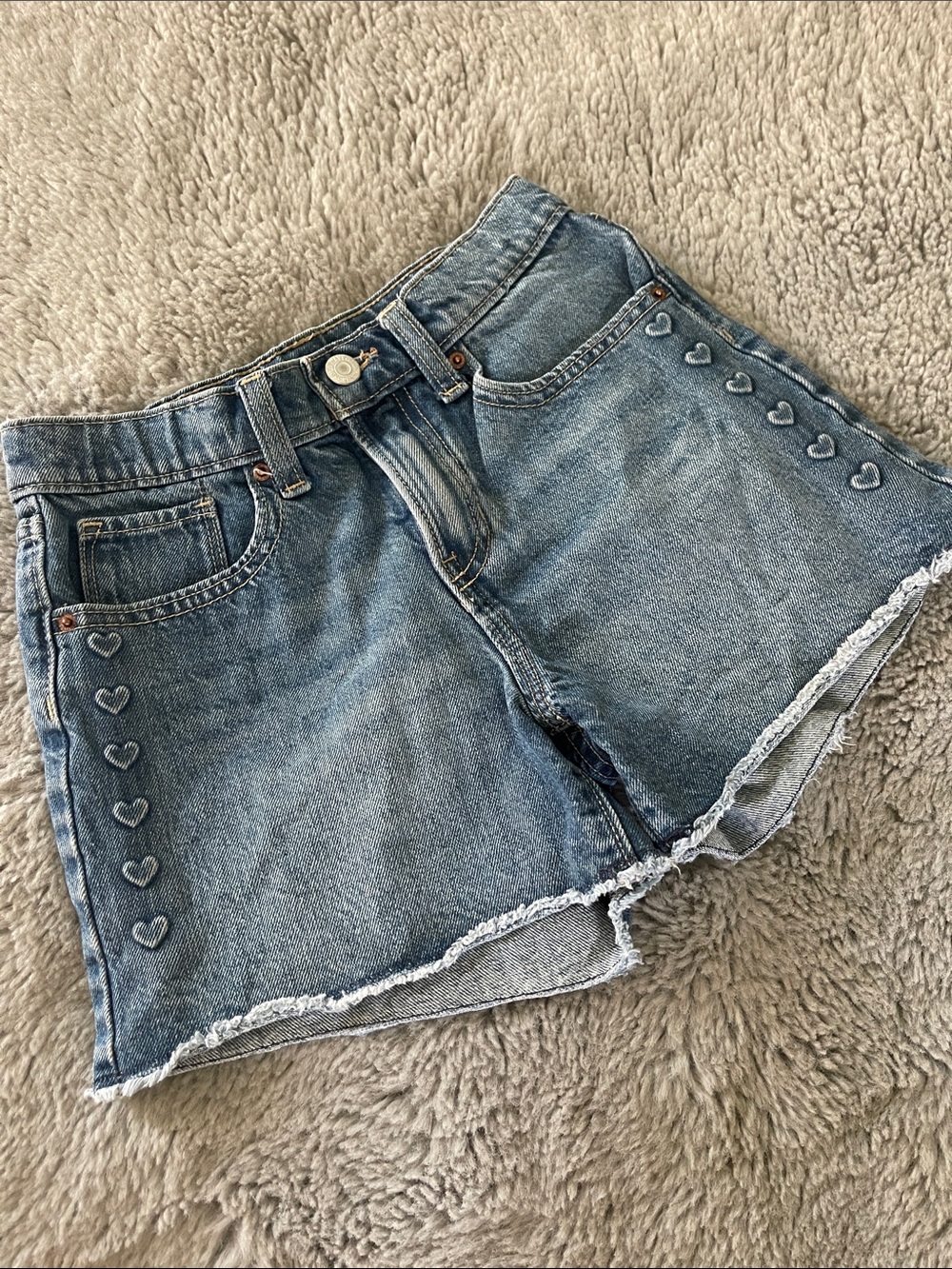Old Navy Light Blue Denim Shorts with Heart Sides Sz 10 Girls